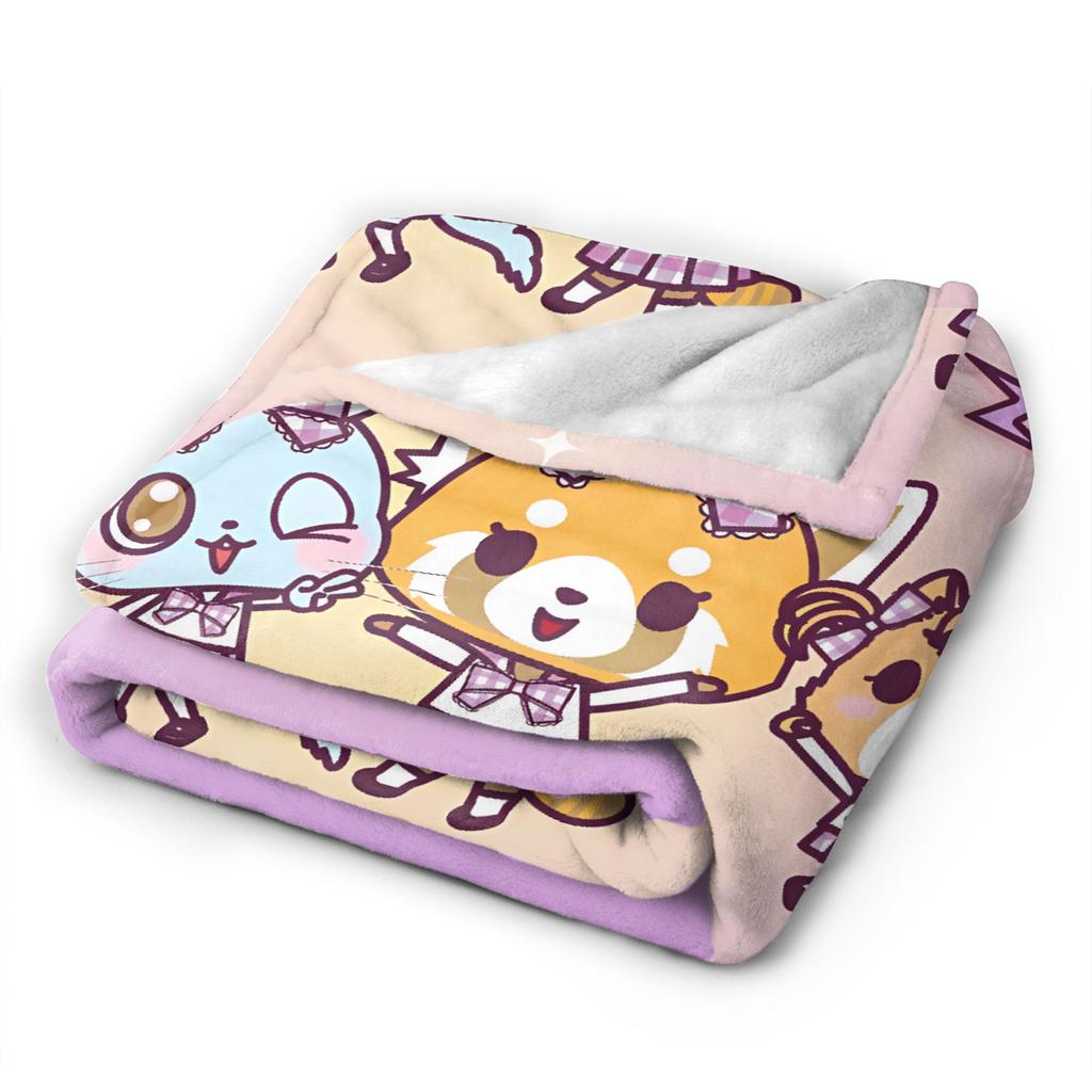 Aggretsuko Flannel Blanket Winter  Warm Soft Throw Blanket for Kids Outdoor Pattern Bedspread Sofa Bed Cover