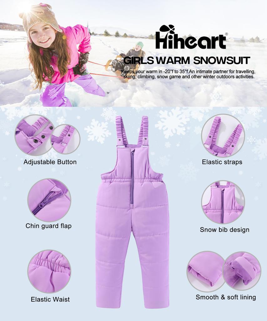 Hiheart Haine de Snowboard și Schi și Salopete și Perfect pentru Zăpadă Set Mărimea 130 pentru Copii, Haine Sport pentru Copii, Pantaloni de Exterior, Joacă, Verde/Mov,