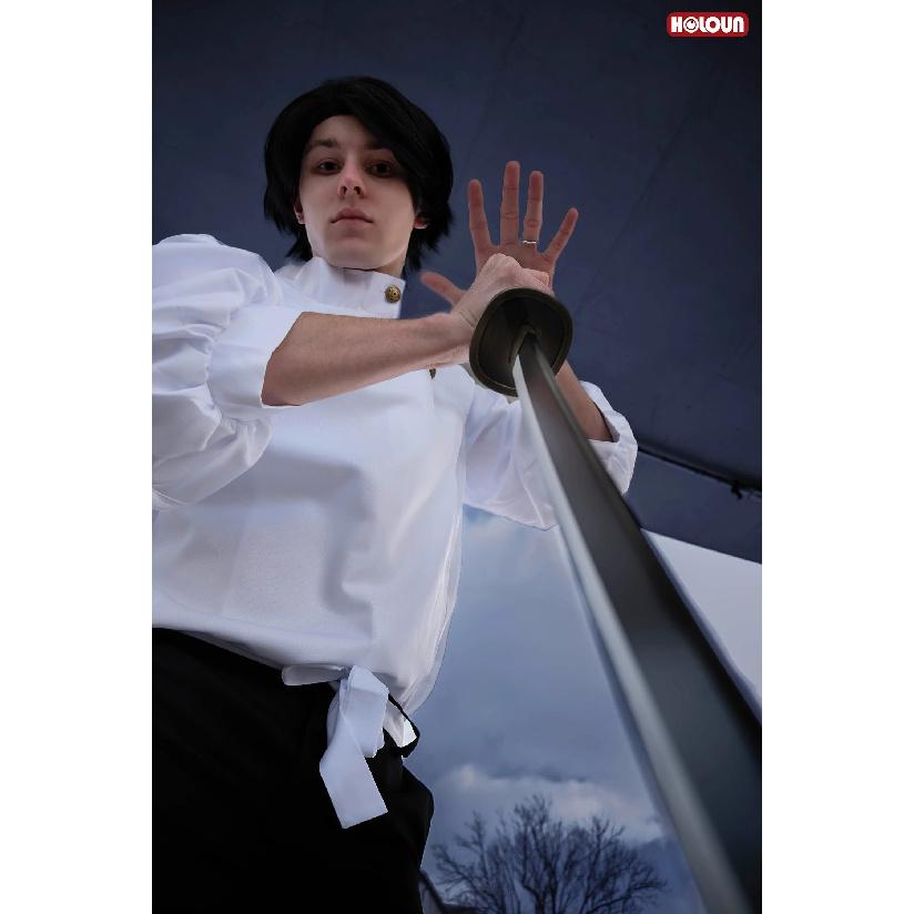 HOLOUN Jujutsu JJK Manga Anime Yuta Okkotsu Costume Cosplay Parrucca Giacca Pantaloni Neri Uniforme Rete Rosa Sintetico Halloween