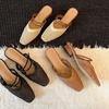 Summer sandals women's 2025 new mesh outer wear one pedal sandals casual woven hollow bag head half slippers