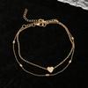 European & American Style Heart Pendant Double-Layer Anklet - Women's Beach Holiday Jewelry