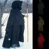 Medieval Hood Cape Robe Black Renaissance Larp Coat Cape Witch Fantasy Wizard