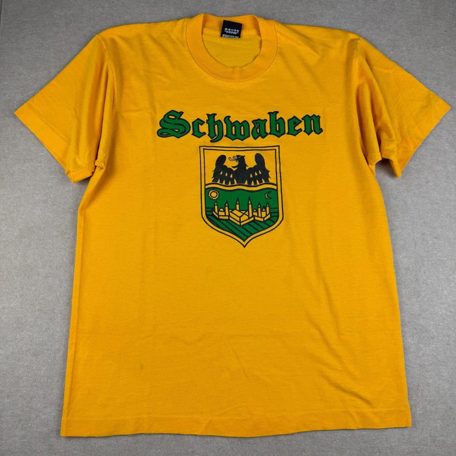 Vintage Screen Stars Best T Shirt Mens L Yellow Schwaben Crest USA Single Stitch XL