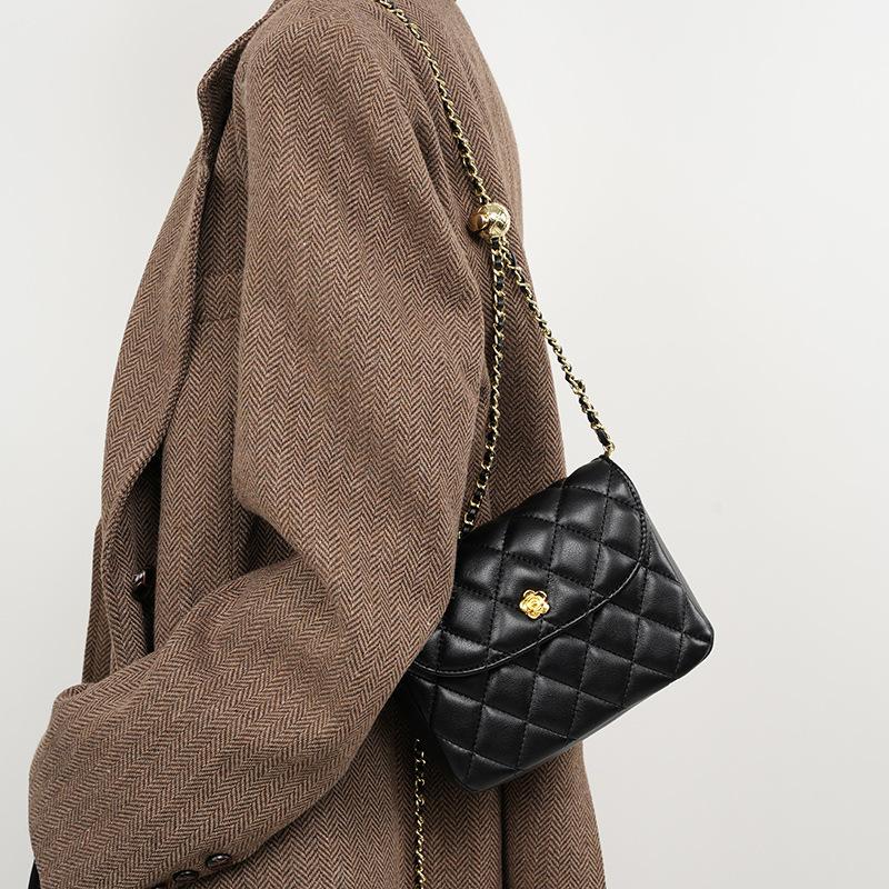 Leather Quilted Bag for Women, New 2025 Women's Bag, Crossbody Bag, Genuine Leather Shoulder Bag, Chain Bag for Women