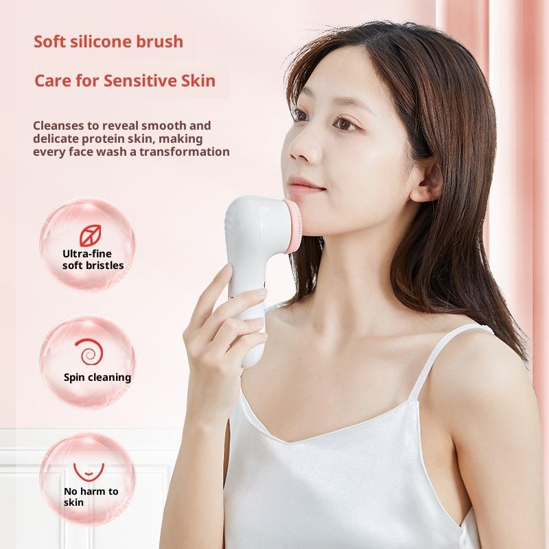 3 In 1 Electric Silicone Facial Brush Cleaner Vibration Rotating Massage Pore Cleansing Instrument Waterproof Beauty Tool