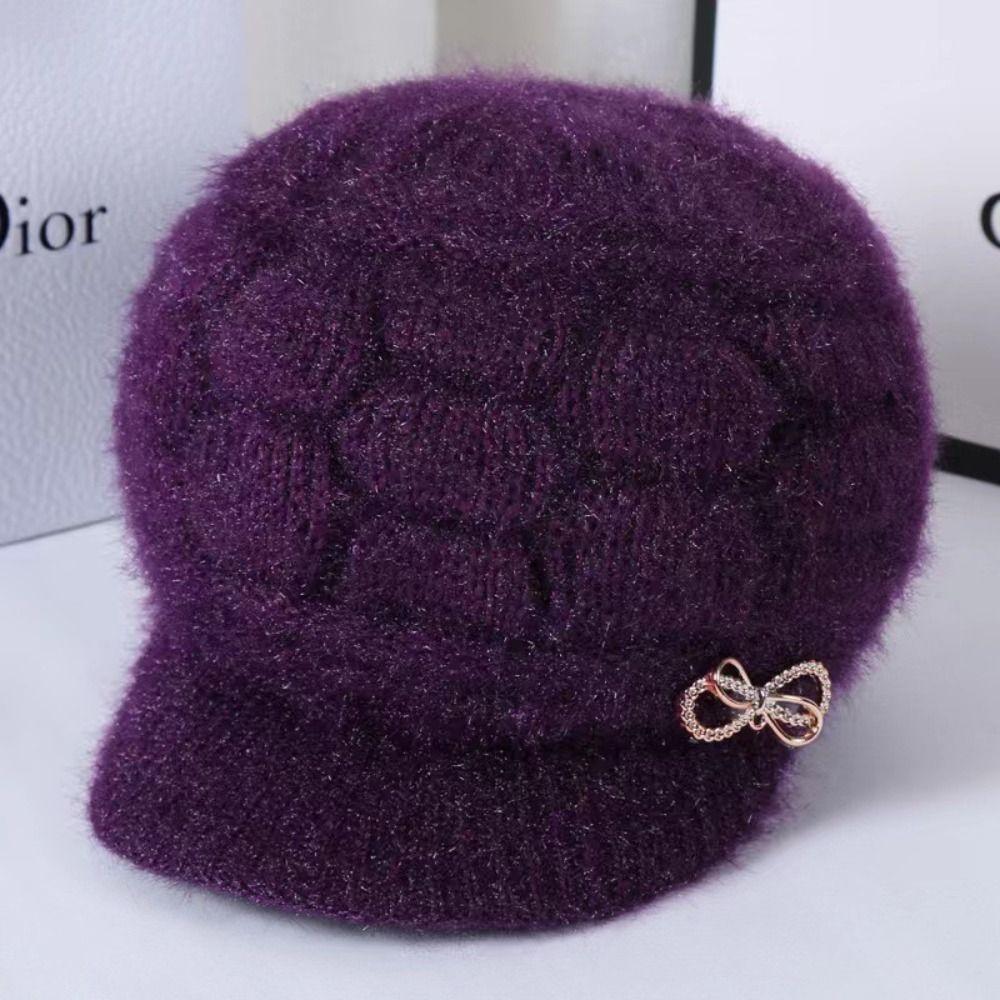 

Middle-aged and Elderly Mother Hats Lantern Hat Warm Brimless Hats Gifts Warm Hat фиолетовый