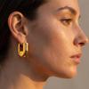 Minimalist Chunky U-shape Hoop Earrins for Women 18K Gold Plated Geometric Statement Huggies Earrings Waterproof Jewelry Gifts