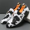 Retro New Fashion Tassels Loafers Men Pointed Cow Pattern Slip On Casual Shoes Wedding Dress Homecoming Footwear Zapatos Hombre