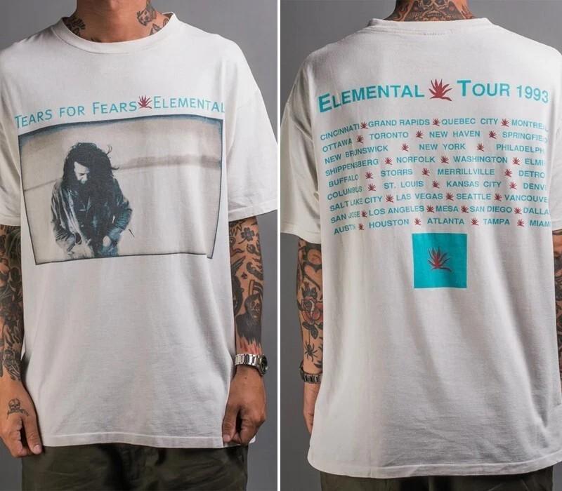 1993 Tears For Fears Elemental Tour Reprint 2 side white tee Unisex T-Shirt