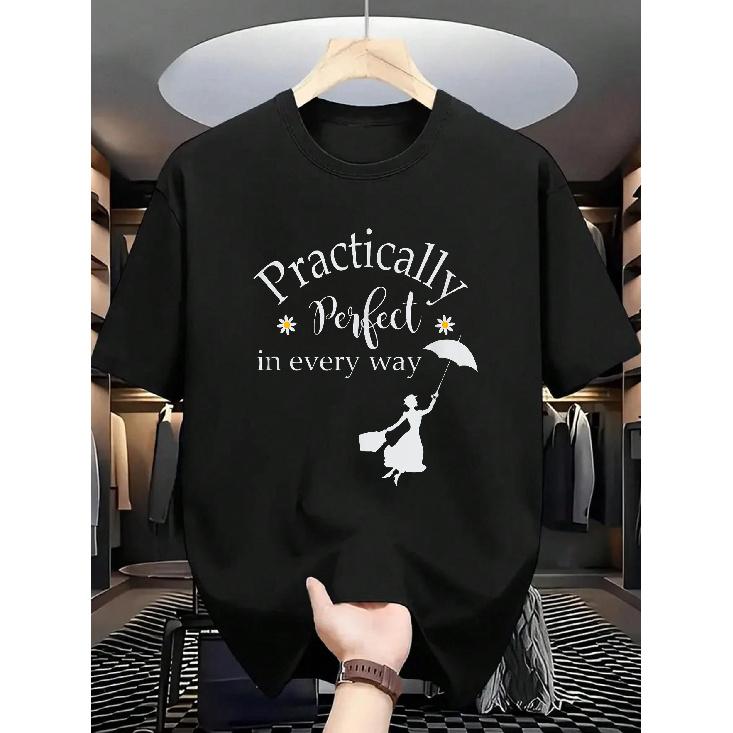 Men S And Women S Mary Poppins Inspired Practically Perfect in Every Way T-Shirt - 180G Heavyweight 100% Oversized Relaxed Fit S чёрный