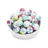 10Pcs 15mm New Silicone Beads Round Print Colorful Spacer Beads Food Grade  Baby Nursing Necklace Pacifier Chain Teether Toys