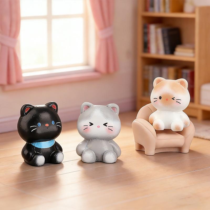 10Pcs Cute Mini Cat Figurines Resin Craft Hand Painted Tiny Kitten Models For Fairy Garden Diy Micro Landscape Decor Accessorie