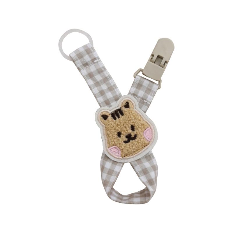 Stylish Newborn Pacifier Holder with Bear Rabbit Decorations Cloth Wood Pacifier Clip Gift for Baby Showers & Birthdays