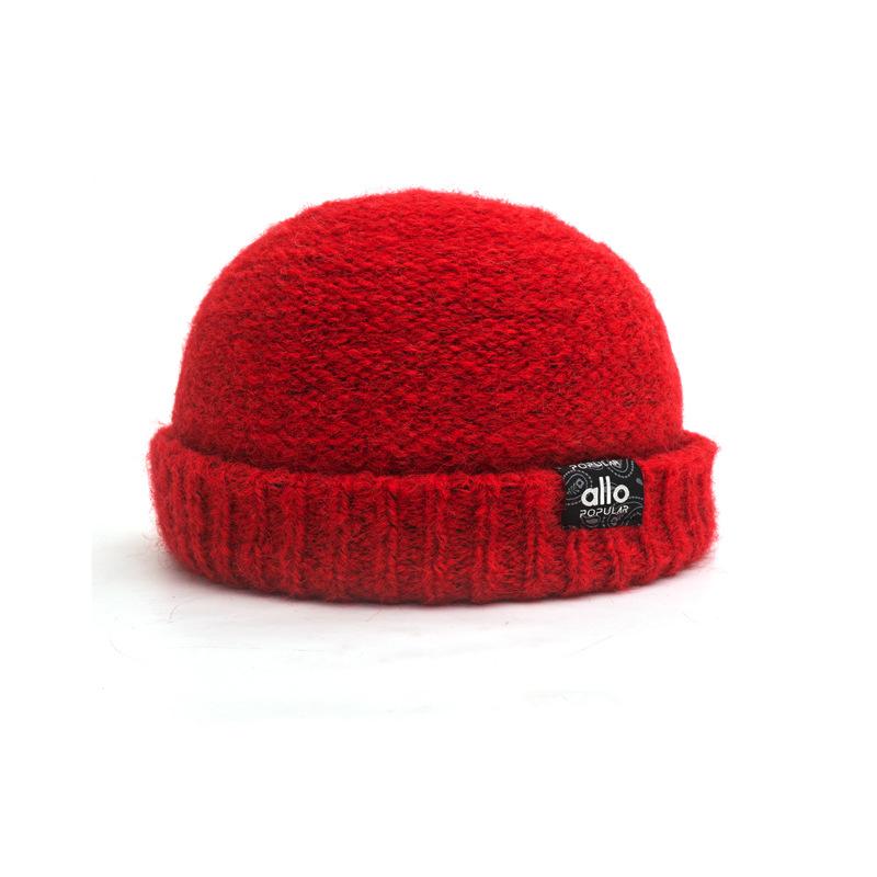 Landlord Hat Autumn And Winter Warm Knitted Hat Men S And Women S Same Ruffian Handsome Melon Fur Hat Fashionable Versatile Cold Hat Tide One size fits all красный