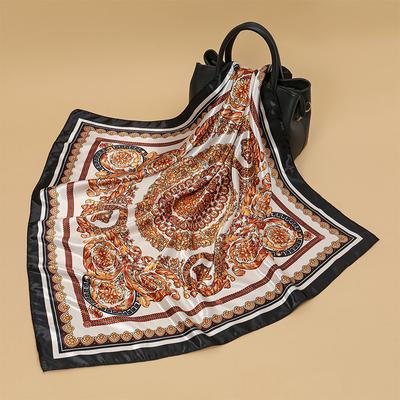 Vintage Květiny Čtvercový Šátek Pro Ženy Hedvábné Šály Nákrčník Dámský Potisk Čelenka Na Hlavu Zábaly Foulard Hidžáb Gumičky do Vlasů