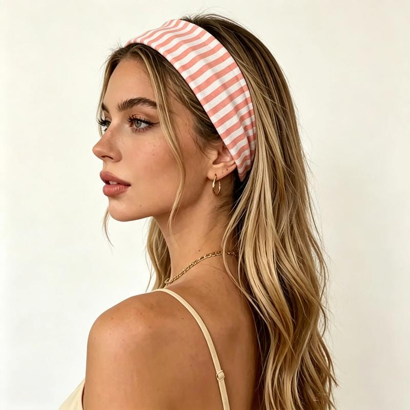Stretchy Wide Striped Headbands Soft Non-Irritating Breathable Fabric 6 Color Choices for Yoga Travel Daily Wear