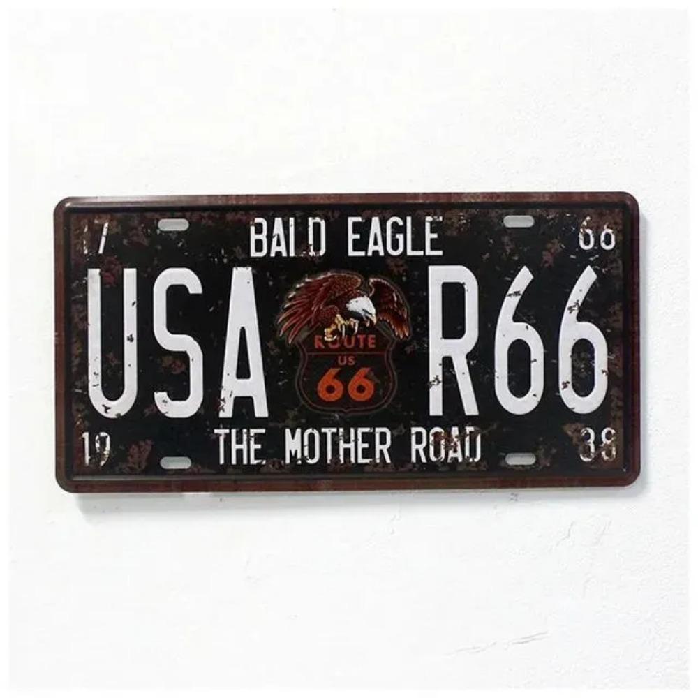 Retro Metall USA Logo, Route66 Kunstposter, 30x15 cm Bar Dekoration