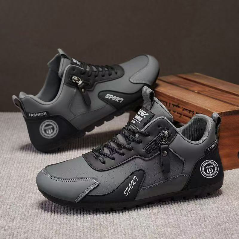New Autumn and Winter Leather Surface Flat Bottom Comfortable Double Color Driving Casual Shoes Sports Shoes