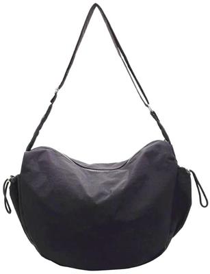 Aquamie Women's Semicircular Crossbody Shoulder Bag with Zipper, Large, Perfect for Commuting and School (Black)