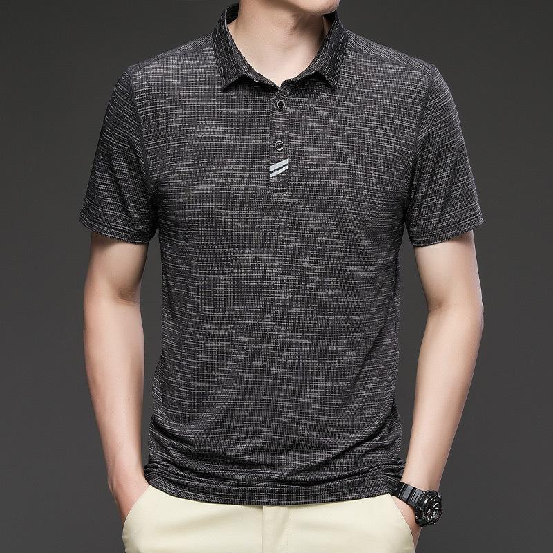 Camiseta polo de hombre de color sólido Camiseta de manga corta holgada informal de negocios para hombre