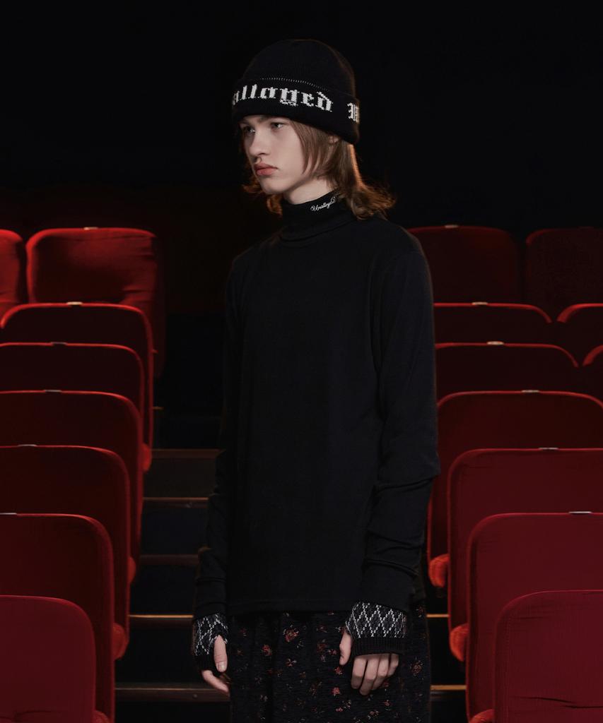 UNALLOYED Turtleneck Knit T-Shirt / Black