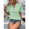 YYFS Women's Fashion Casual Summer Spring Solid Color Print Short Sleeve V-Neck Blouses & Shirts