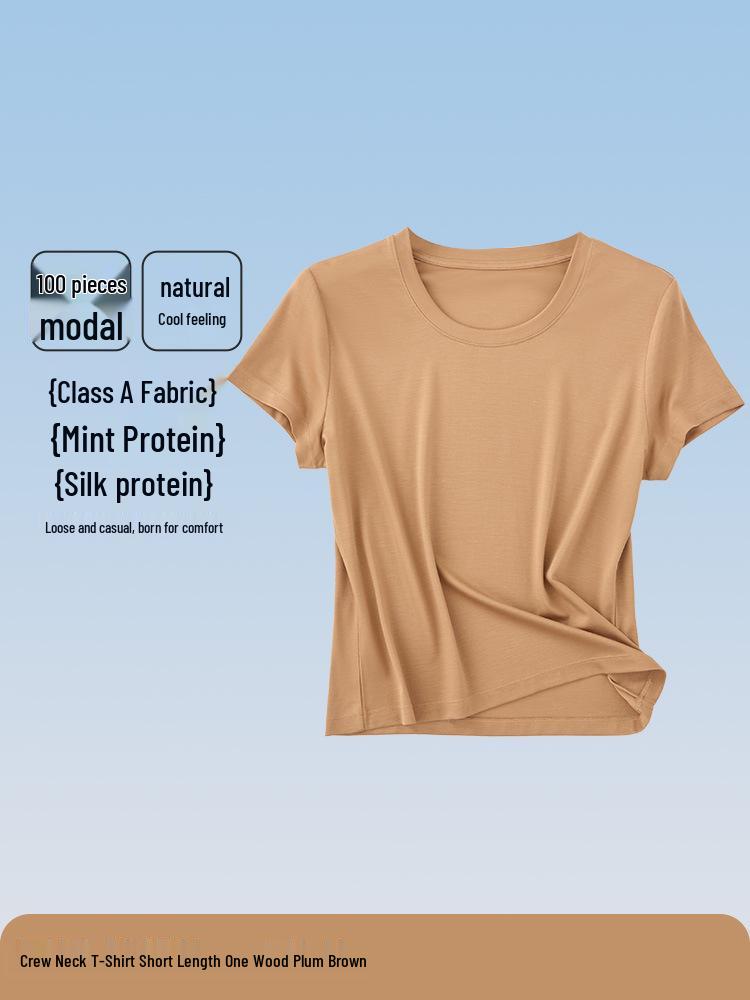 

Women s Antibacterial Modal Short Sleeve Round Neck Solid T-shirt - A-grade Spring/Summer Collection M (80-97 lbs)