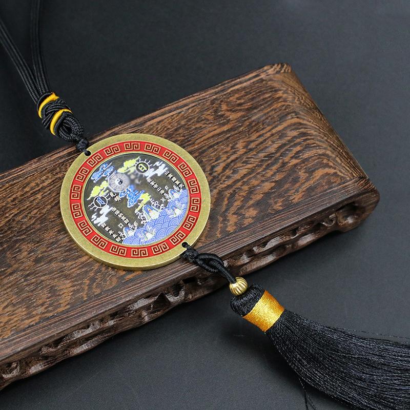 Colorful Pure Copper Trigrams Pendant Mountain Sea Town Home Ornament чёрный