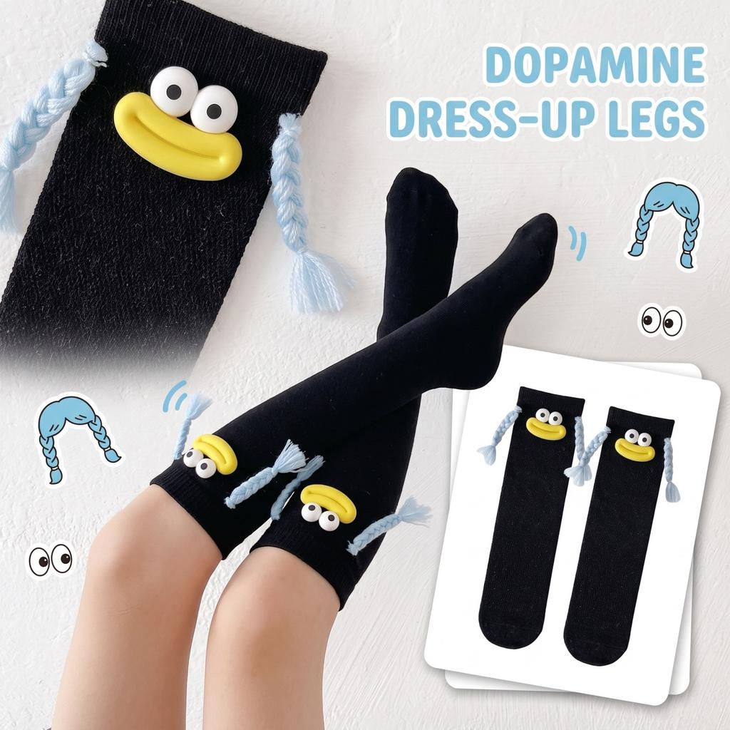 Girls' Colorful Long Tube Socks with Fun Design for Daily Wear
