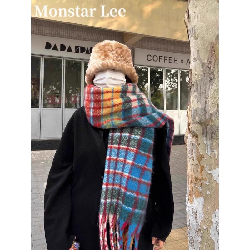 Soft Fuzzy Oversized Scarf Women Winter Warm Thick Acrylic Blend Solid Color Plush Neck Wrap