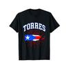 Torres Family Puerto Rico Flag T-Shirt, Unisex Cotton Casual Round Neck Outdoor Short Sleeve T-shirt