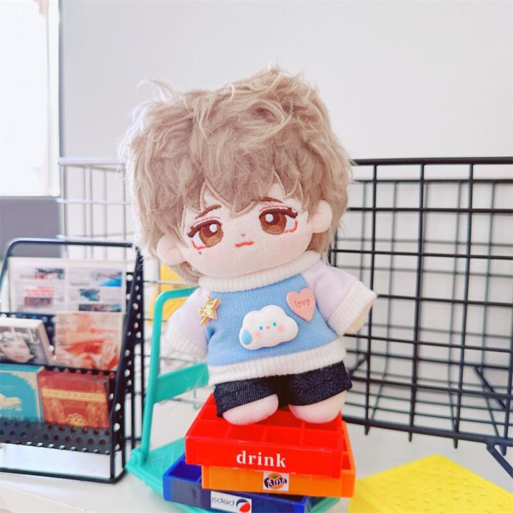 Plush Stuffed 10CM Doll Clothes Hoodies No Attributes Dolls Clothes Pink T-shirt Pants Set  Kids