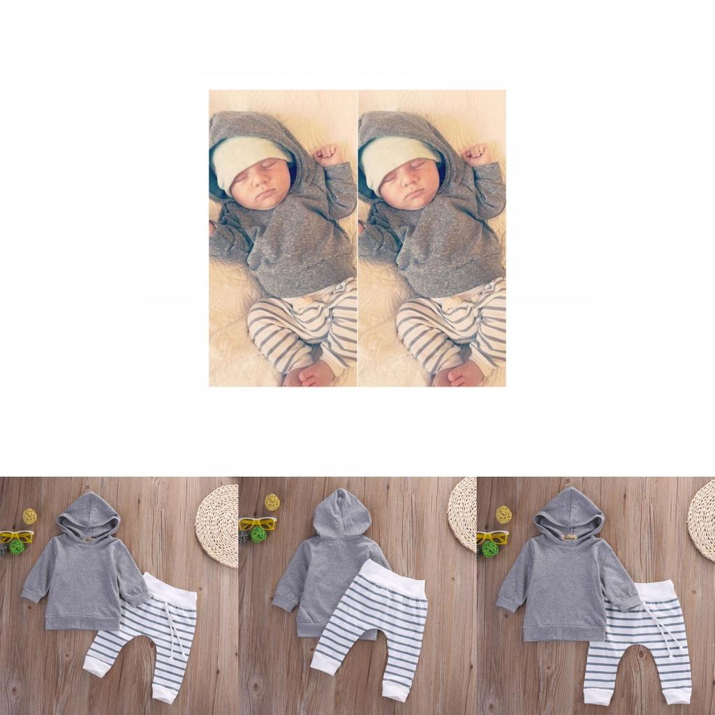 Toddler Kids Baby Boys Cozy Hooded Shirt Tops And Comfortable Pants Twopiece Outfits