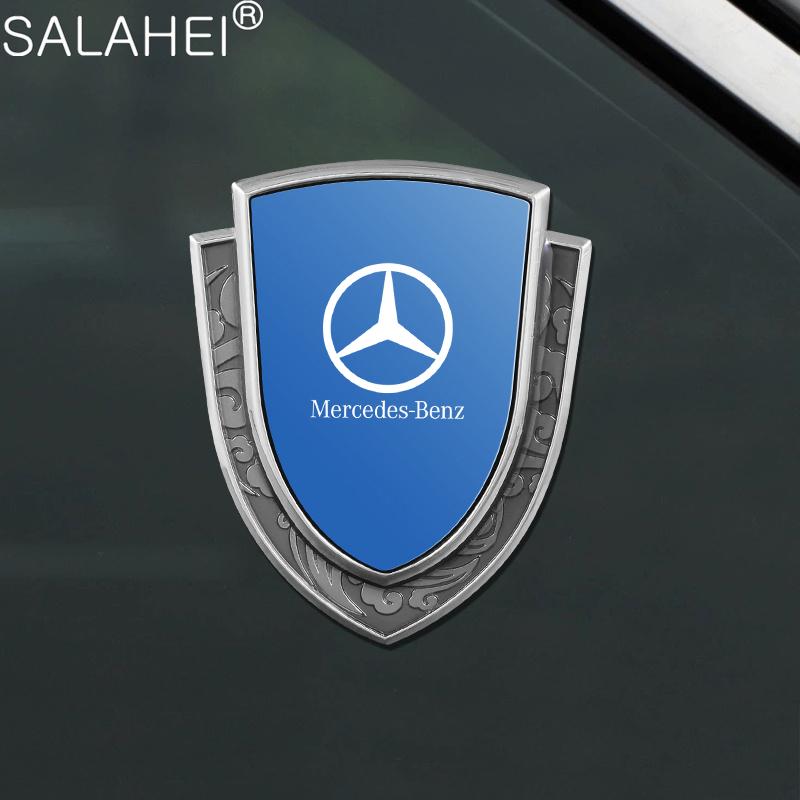 FCM5   3D Metal Shield Car Badge Sticker Body Side Decorative Modified Decal Luxury For Mercedes Benz C E S Class GLA GLC GLB GLE GLS
