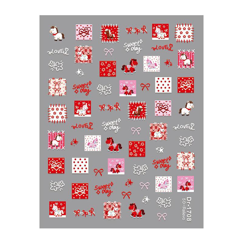 Cute Cartoon Pony Nail Stickers DIY Nail Stickers Nail Decorations Accessories Year Of The Horse Nail Appliques Art Sticker