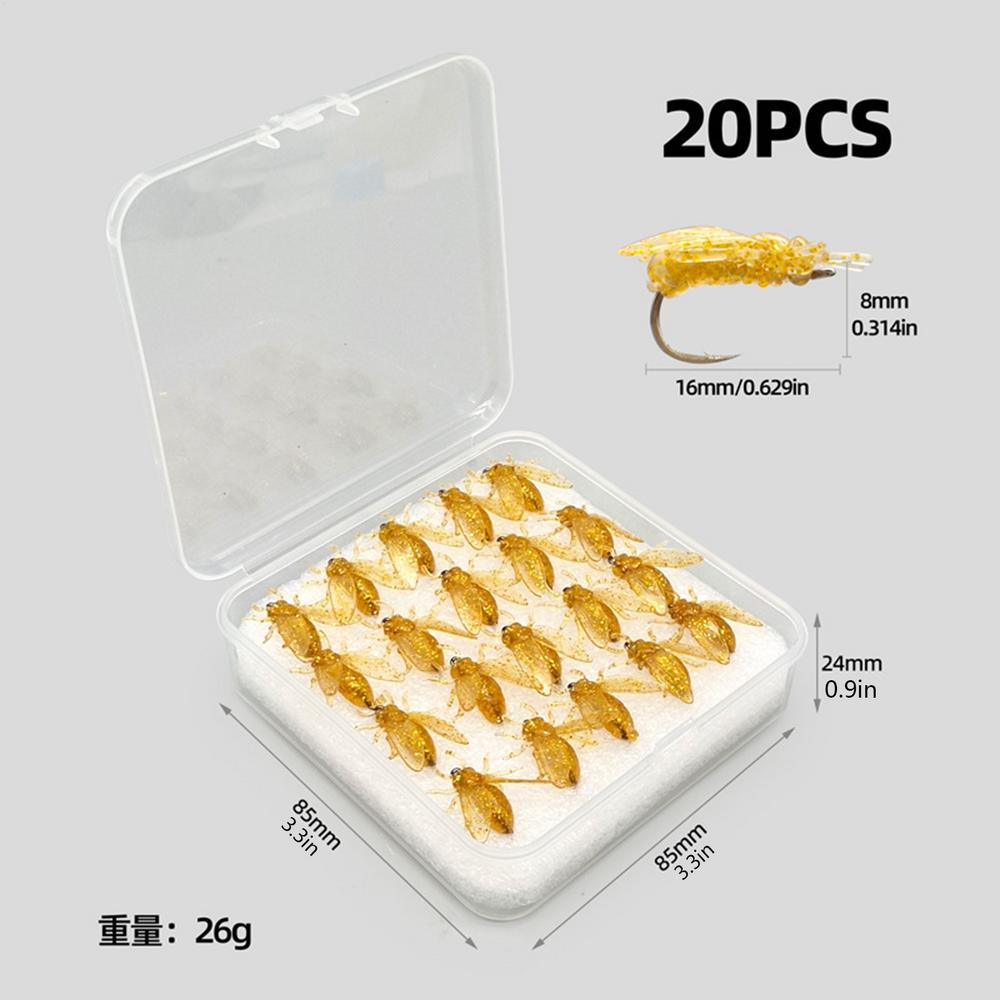 Trout Fly Fishing Bait 20X Fly Fishing Lures Bee Simulated Attractant Angling Tackle Gear with Storage Case for Freshwater