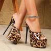 2026 Lato 16CM Damskie Super Wysokie Obcasy Klapki Seksowne Nitowane Panterka Platformy Sandały Damskie Imprezowe Stripper Szpilki Buty