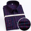 Men's Premium Non-Iron Pure Cotton Long Sleeve Formal Shirt with Spread Collar, No Pocket Plaid Striped for Business Casual Wear