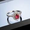 Classic Female Flower Ring  Sterling Silver Round Red Crystal Zircon Stone Ring Promise Wedding Rings for Women  Bague