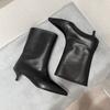 Womens Pointed Toe Low Heel Ankle Boots Retro French Style Wide Opening Fall Winter Fashion