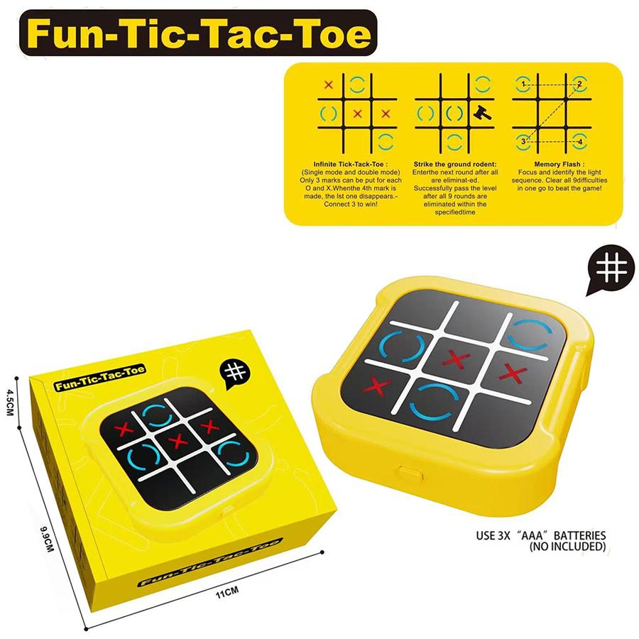 Tic Tac Toe Bolt Game, Original 4-in-1 Handheld Puzzle Game, Portable Travel Games for Car Ride, Toys Gift Idea for Kids and Adu