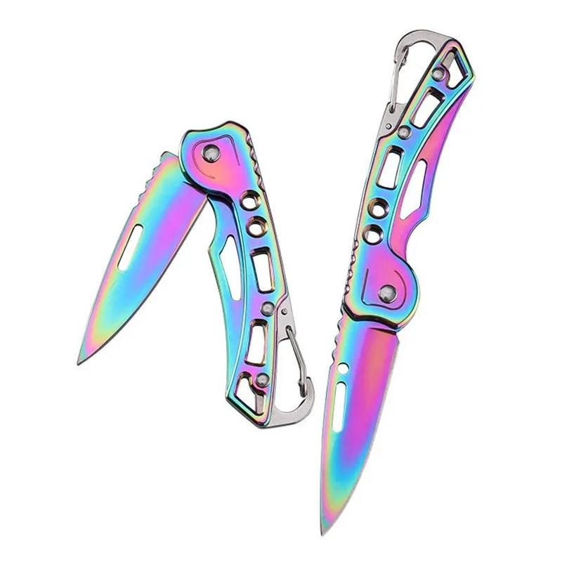 2024 new Stainless steel color mini folding knife, EDC portable outdoor camping knife, multi-function keychain tool knife