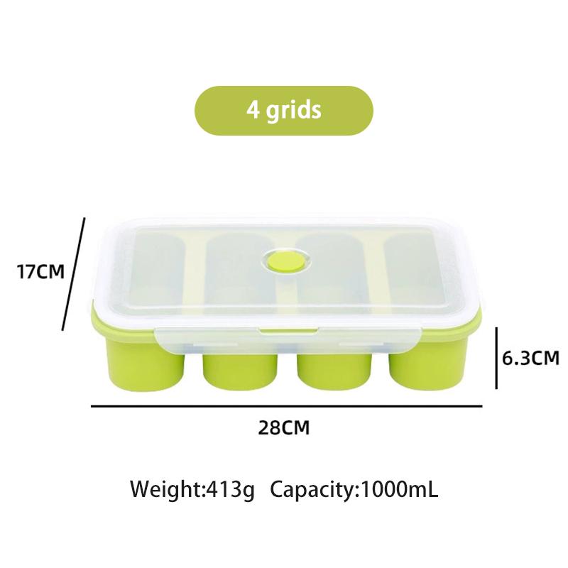 Multi Grid Soup Jelly Box Fruit Food Crisper Retain Freshness Silicone Rubber Complementary Food Freeze Storage Microwave Oven