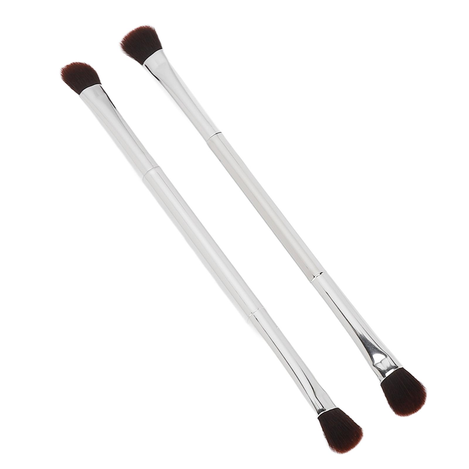 

Набор из 2 двухсторонних кистей для теней для век, серебристая мягкая кисть для макияжа, щеточка для контура носа, косметическая