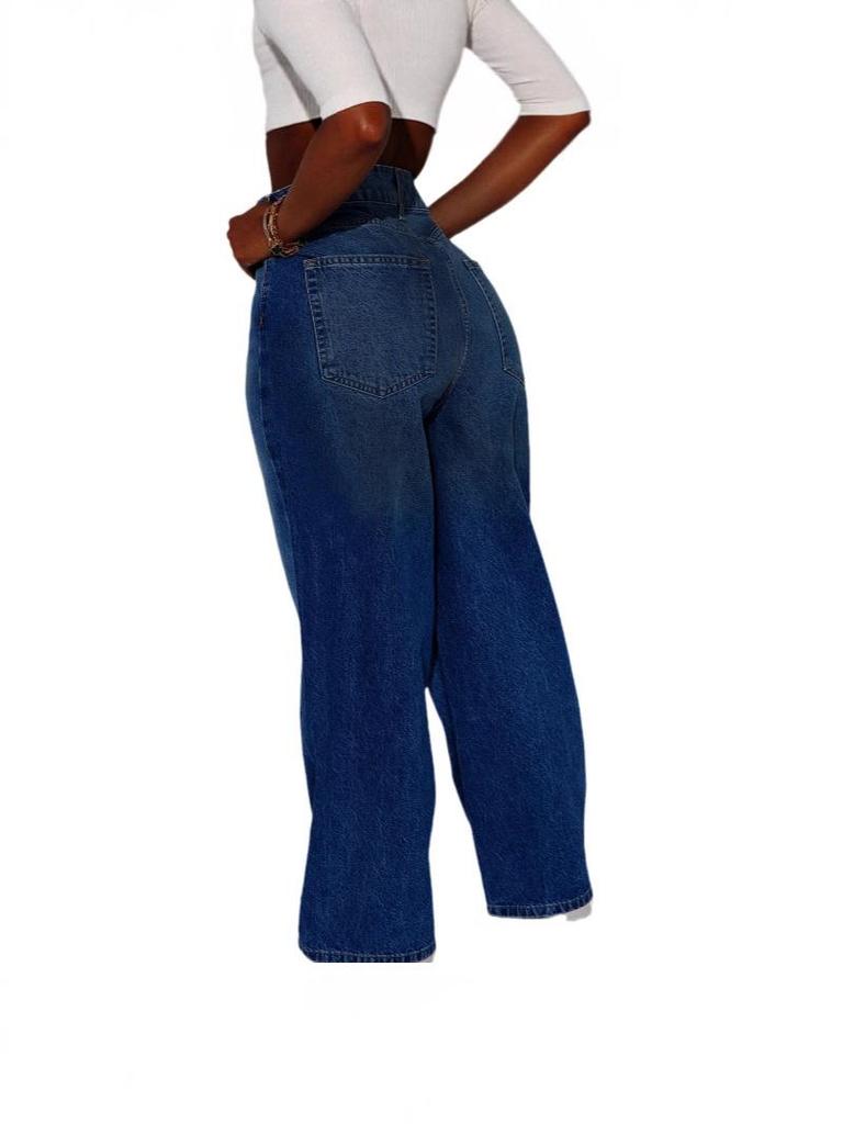 High Waist Slim Straight Damenjeans - Europäischer & Amerikanischer Stil