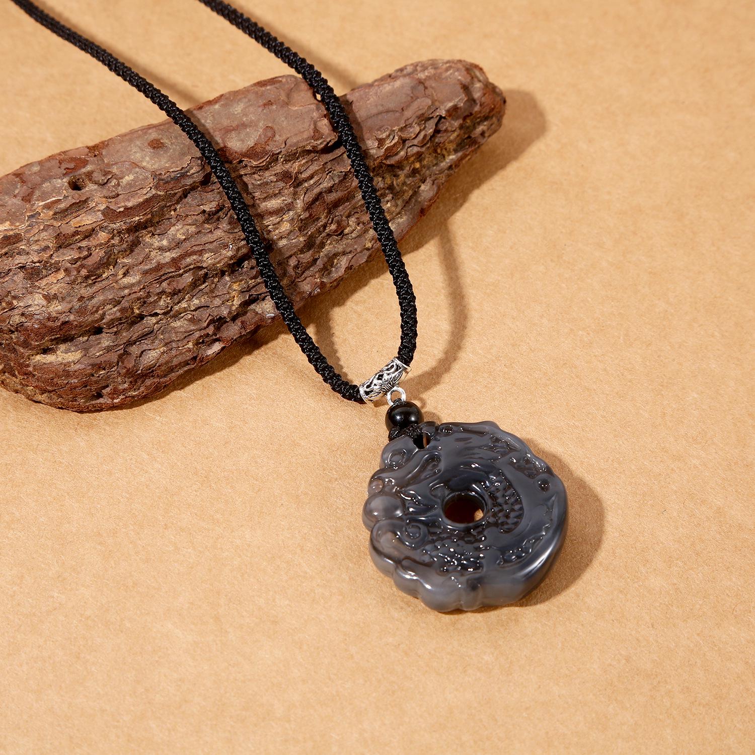 Gradient Color Dragon & Phoenix Knot Pendant Necklace - Unisex Ancient Chinese Style