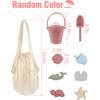 9Pcs Silicone Beach Toys for Baby Girls with Portable Beach Bag - Toddler Beach Set with Sand Toy Molds Shovel Bucket Set, Sand Toys Sandbox Toys for