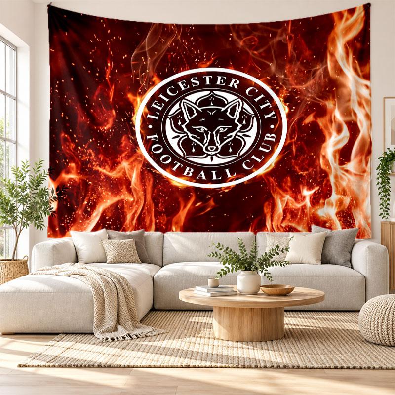 Leicester City Football Wall Tapestry, Soft Fabric Wall Hanging, Decorative Backdrop For Bedroom Home Wall Art
