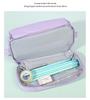 Double-Layer Stain-Resistant Pencil Case: Large-Capacity, Solid-Color Storage Bag for Students