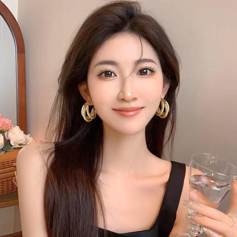Retro Metal Earrings for Women In Europe and America, Exaggerated Geometric Earrings, Niche Design, Light Luxury, High-end, Temperament Earrings